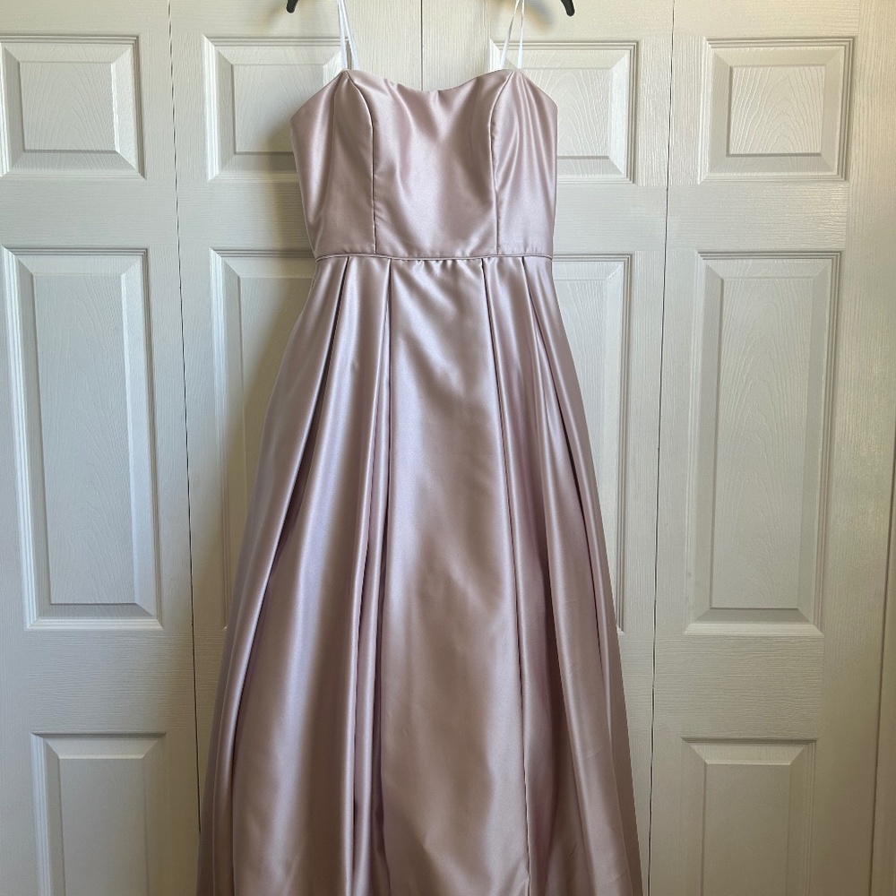 Betsy & Adam Light Pink Strapless Ballgown